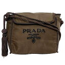 【送料無料】 プラダ ミニ ショルダーバッグ ブラウン 美品 ビジュー ナイロン ビーズ 中古 PRADA タッセル ポシェット ロゴ フラップ 斜め掛け ミニバッグ ヴィンテージ 定番 人気 女性 レディース コンパクト 小さめ 茶色 カジュアル 高級感 上品 ブランド 本物 鑑定済み