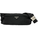 【送料無料】 プラダ ボディバッグ ブラック テスート 2VL132 美品 ベルトバッグ ナイロン 中古 PRADA 軽い 三角 ロゴ プレート ファスナー ウ...