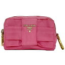 【送料無料】 プラダ ミニ ポーチ ピンク PEONIA テスート 1N1441 ec-19921 リボン ナイロン 中古 PRADA ファスナー TESSUT...