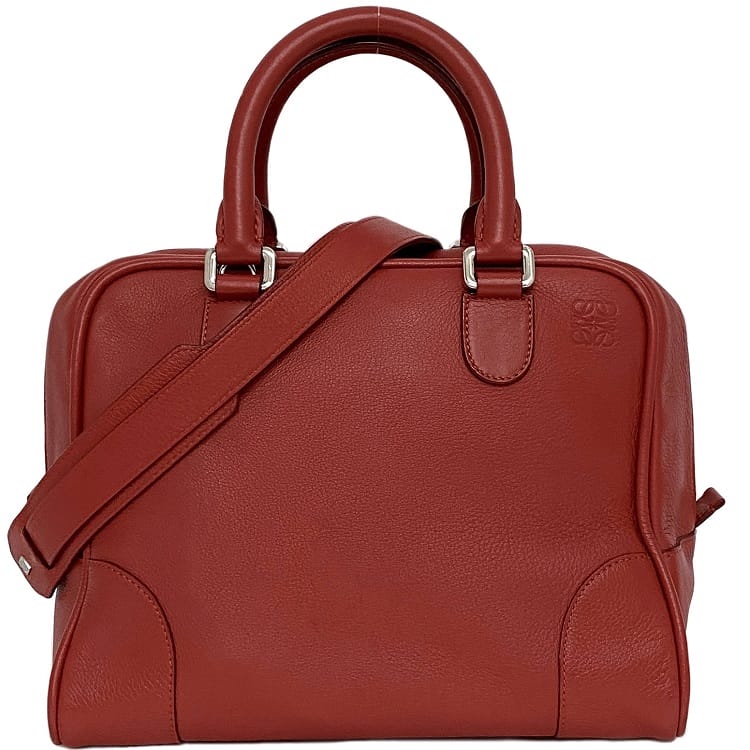  ロエベ 2way バッグ アマソナ 75 レッド アナグラム 301.30.L03 f-20336 美品 ハンドバッグ レザー 中古 LOEWE ショルダーバッグ 肩掛け ファスナー 定番 お洒落 シルバー金具 高級感 オシャレ 女性 レディース 通勤 通学 大容量 赤 ブランド 本物 鑑定済み