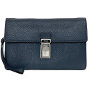 【送料無料】 プラダ セカンドバッグ ブルー VR0092 f-20558 美品 ストラップ付 サフィアーノ レザー 中古 PRADA クラッチバッグ ハンドバ...