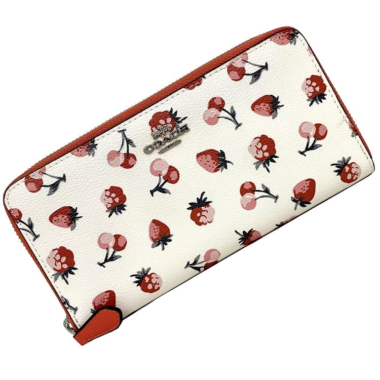 【送料無料】 コーチ ラウンドファスナー 長財布 ホワイト レッド イチゴ F23498 ec-20610 財布 未使用 美品 PVC レザー Sランク COACH 総柄 苺 ファスナー ロング ウォレット 定番 人気 プレゼント ギフト 贈り物 記念日 誕生日 レディース 箱付き ブランド 本物 鑑定済みのサムネイル