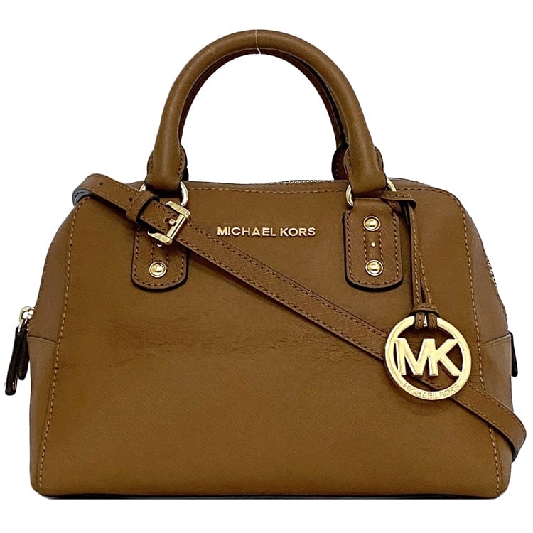 【送料無料】 マイケルコース 2way バッグ ec-21053 ブラウン ハンドバッグ ショルダーバッグ PVC レザー 中古 MICHAEL KORS ファスナー ロゴ シンプル 定番 人気 女性 レディース 小さい ミニ コンパクト 革 お洒落 ワンポイント 通勤 通学 高級感 ブランド 本物 鑑定済み