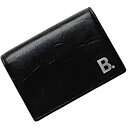 【送料無料】 バレンシアガ 三つ折り 財布 ec-22289 ブラック 601350 美品 Bロゴ レザー クロコ型押し 中古 1000 V 584046 BA...