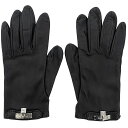 【送料無料】 エルメス 手袋 ec-22416 ブラック シルバー金具 ケリー 美品 レザー 中古 HERMES ヴィンテージ 黒 アパレル ロゴ 鍵 シンプル...