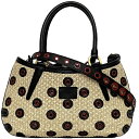 【送料無料】 フェンディ 2way バッグ f-22626 ベージュ ブラック 8BN236 美品 ストロー レザー 中古 FENDI 巾着 ショルダーバッグ ...
