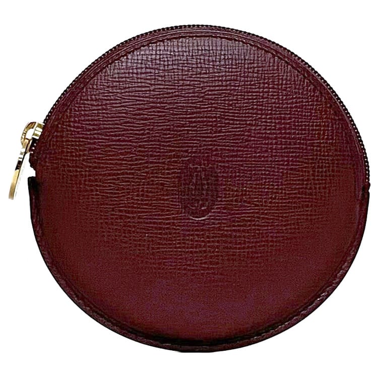 【送料無料】 カルティエ コインケース ec-22892 ボルドー マスト 美品 小銭入れ レザー 中古 Cartier 丸型 ファスナー グレインレザー ヴィンテージ ワンポイント ロゴ 定番 人気 女性 レディース メンズ 革 小さい 丸 小銭 ケース コイン 小物 上品 ブランド 本物 鑑定済み