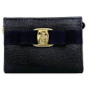 【送料無料】 サルヴァトーレ フェラガモ ポーチ ec-23015 ネイビー ヴァラ 223057 美品 レザー 中古 Salvatore Ferragamo ...