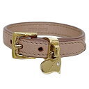 【送料無料】 ミュウミュウ ブレスレット ec-23618 ピンク ベージュ 美品 ハート レザー GP 中古 miu miu ブレス スイング 定番 人気 女...