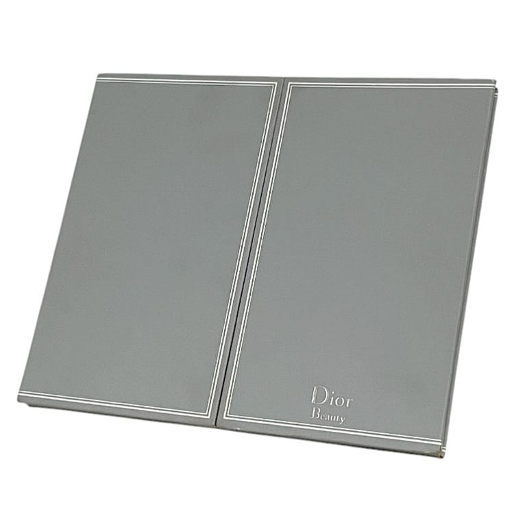 【送料無料】 ディオール ミラー ec-24093 グレー ビューティー 美品 卓上 合成皮革 中古 Dior ロゴ 三..