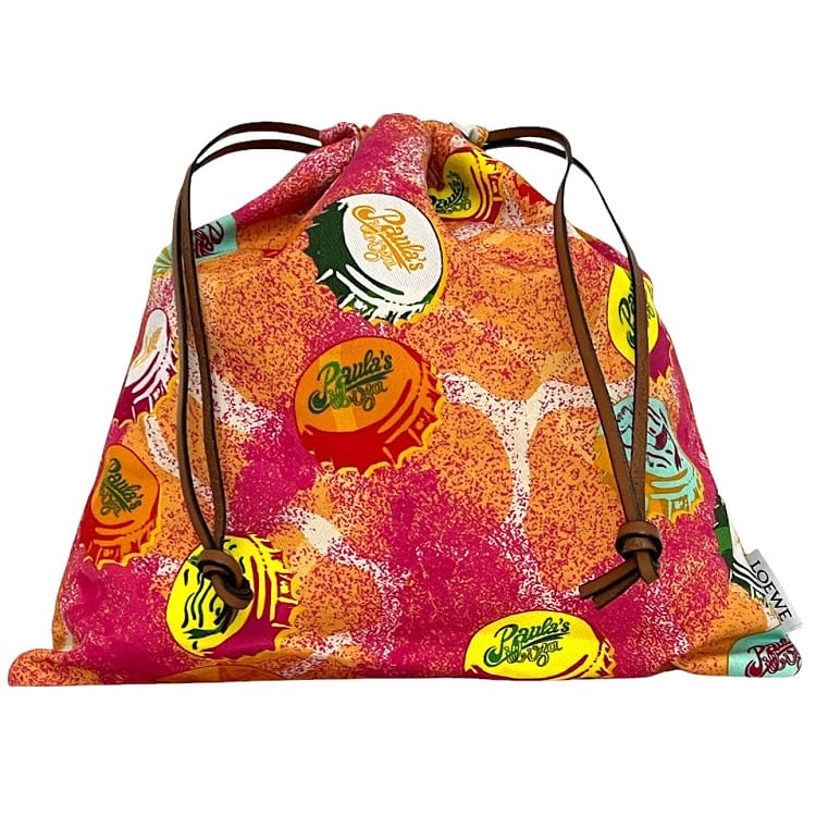 【送料無料】 ロエベ 巾着 ポーチ ドローストリング ec-24202 オレンジ ピンク パウラズイビザ 美品 キ..