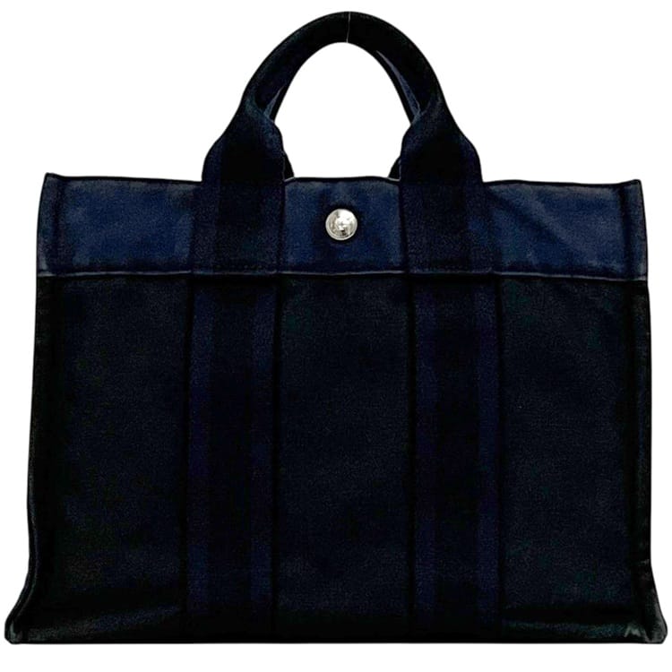 【美品】HERMES エルメス ドーヴィルPM トートバッグ ブラック エルメス ドーヴィルPM コットンキャンバス ブラック×シルバー