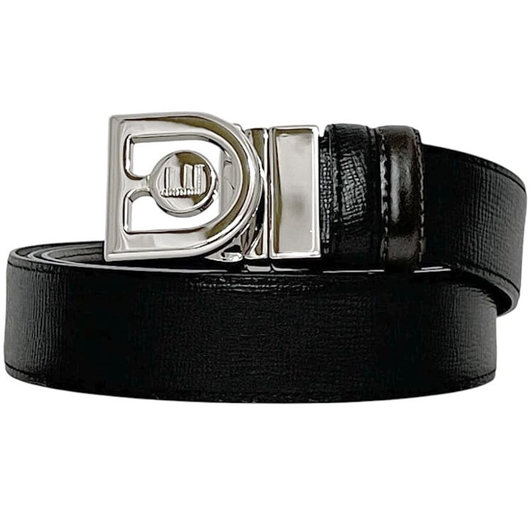 【送料無料】 ダンヒル ベルト ec-24559 ブラック ブラウン サッチェル 未使用 美品 ウエスト 115cm レ..