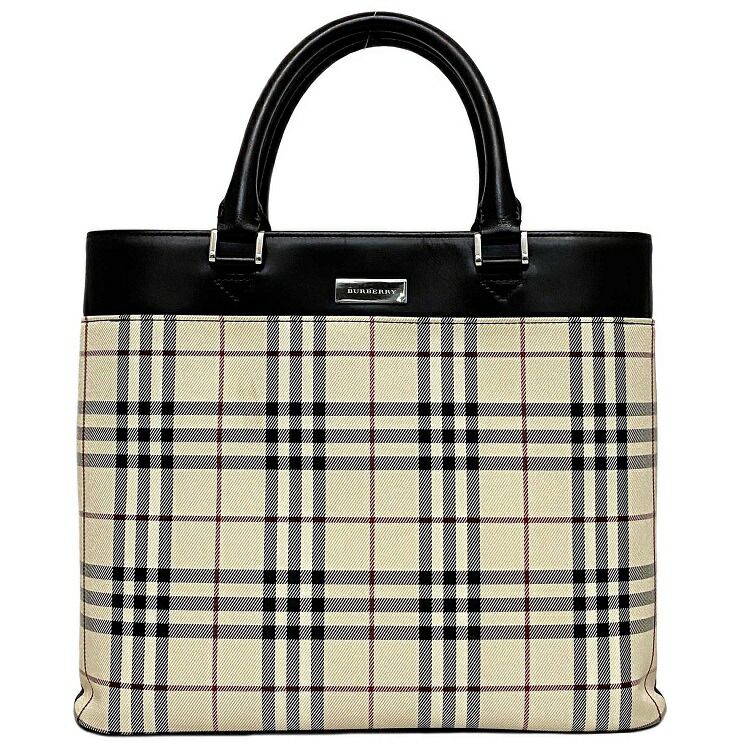 バーバリー トートバッグ ベージュ ブラウン ノバチェック 美品 キャンバス レザー 中古 BURBERRY 茶色 軽量 ヴィンテージ 定番 人気 外ポケット有 レディース メンズ コンパートメント ポケット豊富 ロゴ ロゴプレート 総柄 チェック ブランド 本物 鑑定済み