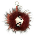 フェンディ キーホルダー バッグバグズ ボルドー レッド ベージュ シルバー モンスター 7AR683 美品 ファー レザー 中古 FENDI 赤 バッグチャー...