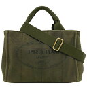 プラダ 2way トートバッグ カーキ グリーン MILITARE カナパ B2439G 美品 ロゴ ジャガード キャンバス メタル 中古 PRADA 緑 ショルダーバッグ ハンドバッグ 軽量 肩掛け 斜め掛け ミリタリー 定番 人気 シンプル 高級感 お洒落 布 ブランド 本物 鑑定済み