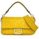 フェンディ 2way マンマ バケット バッグ イエロー 8BR600 美品 フラップ レザー 中古 FENDI FF ロゴ ハンドバッグ 革 エンボス 革 太ショルダー 本革 ショルダーバッグ 黄色 ゴールド金具 セミショルダー ヴィンテージ 斜め掛け 肩掛け ブランド 本物 鑑定済