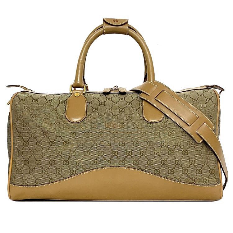 グッチ 2way ボストンバッグ ベージュ 012 615 3656 美品 旅行 鞄 キャンバス レザー 中古 GUCCI ヴィンテージ ボストン ファスナー GG ロゴ 総柄 ショルダー 定番 人気 女性 レディース 大きめ 革 大容量 シンプル カジュアル 高級感 ブランド 本物 鑑定済み