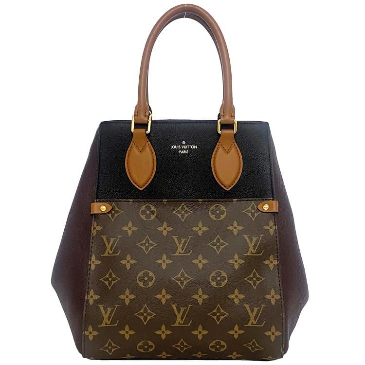 ルイ ヴィトン トートバッグ フォールド トート MM ブラウン ブラック ノワール ワイン モノグラム M45409 美品 モノグラムキャンバス 中古 ICタグ反応有 LOUIS VUITTON ハンドバッグ マグネット ロゴ スクエア 茶色 自立 マチ ブランド 本物 鑑定済み