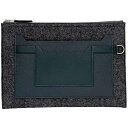エルメス クラッチバッグ トゥードゥー 29 グレー ネイビー グリーン f-19988 美品 フェルト レザー エプソン 中古 C刻印 HERMES シンプル...