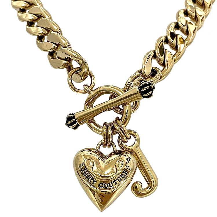 ジューシークチュール チェーン ネックレス ゴールド ec-20168 美品 ハート GP 中古 JuicyCouture アクセサリー ジュエリー 喜平 定番 人気 女性 レディース 箱付き シンプル お洒落 アクセ 小物 ブランドアクセ エレガント 高級感 上品 ブランド 本物 鑑定済み