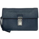 プラダ セカンドバッグ ブルー VR0092 f-20558 美品 ストラップ付 サフィアーノ レザー 中古 PRADA クラッチバッグ ハンドバッグ フラップ...