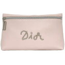 クリスチャン ディオール ポーチ ピンク ec-20577 美品 ノベルティ 小物入れ レザー ビジュー 中古 Christian Dior クラッチバッグ 大容量 軽い ファスナー ロゴ コスメ 定番 人気 女性 レディース 革 シンプル お洒落 化粧ポーチ 上品 ブランド 本物 鑑定済み