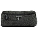 プラダ ポーチ グレー テスート ec-20627 美品 小物入れ ツイード ウール ナイロン 中古 PRADA トライアングル プレート ヴィンテージ ファスナー ロゴ 定番 人気 女性 レディース メンズ シンプル お洒落 灰色 ワンポイント エレガント ブランド 本物 鑑定済み(4)