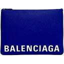 バレンシアガ クラッチバッグ ブルー 579550 美品 ファスナー ロゴ グレイン レザー 中古 BALENCIAGA ハンドバッグ セカンドバッグ ポーチ ...