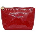 イヴサンローラン ポーチ ec-21173 レッド 小物入れ YSL パテント レザー 中古 YVES SAINT LAURENT ファスナー パンチング ロゴ...
