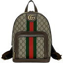 グッチ リュック f-21328 ベージュ ブラウン グリーン レッド マーモント 547965 美品 GG PVC レザー 中古 493075 GUCCI シ...