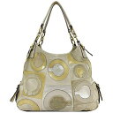 コーチ トートバッグ ec-21301 ベージュ グレー オプアート 15771 ハンドバッグ レザー 中古 COACH ステッチ ロゴ 肩掛け 定番 人気 女性 レディース トート 通勤 通学 ビジネス 仕事 革 鞄 バッグ 総柄 柄 エレガント 灰色 高級感 上品 ブランド 本物 鑑定済み(4)