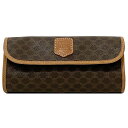 セリーヌ ポーチ ec-21594 ブラウン マカダム 美品 PVC レザー 中古 M/96 CELINE 総柄 クラッチバッグ ミニ マグネット フラップ ロ...