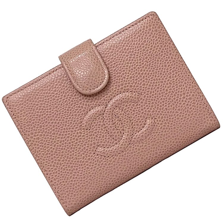 シャネル 二つ折り 財布 ec-22875 ピンク ココマーク A13497 美品 がまぐち キャビアスキン レザー 中古 8513669 CHANEL 8番台 ロゴ ヴィンテージ コンパクト ホック ガマグチ 定番 人気 ホック 折り財布 箱付き レディース がま口 ブランド 本物 鑑定済みのサムネイル