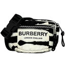 バーバリー ボディバッグ ec-22942 ホワイト ブラック 8028956 美品 ナイロン レザー 中古 BURBERRY クロスボディ 白 ベルトバッグ ...