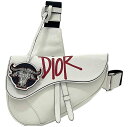 クリスチャン ディオール ボディバッグ サドルバッグ f-23047 ホワイト ローラーコースター 1ADPO093GDS 美品 レザー 中古 29-BO-12...