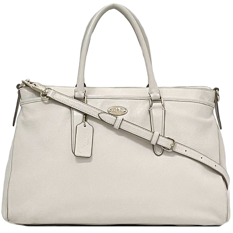 コーチ 2way バッグ ec-23158 ホワイト F35185 モルガン サッチェル レザー 中古 COACH ファスナー 肩掛け チャーム付 定番 人気 女性 レディース 鞄 白色 白 お洒落 革 シンプル 通勤 通学 仕事 ビジネス エレガント ショルダー 上品 ブランド 本物 鑑定済み