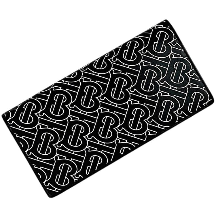 バーバリー 二つ折り 長財布 ec-23893 ブラック ホワイト 美品 財布 レザー 中古 BURBERRY TB 黒 折りたたみ ロング 総柄 ロゴ メンズ レディース 定番 人気 エンボスロゴ 男女兼用 白文字 革 ロングウォレット 折りたたみ 折り財布 ブランド 本物 鑑定済み(4)
