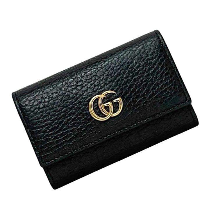 楽天フリマハイクラスブランド館グッチ 6連 キーケース f-24018 ブラック マーモント 456118 美品 レザー 中古 2149 GUCCI GG ロゴ 金具 ゴールド金具 ホック 鍵 ホルダー メンズ レディース 男女兼用 定番 人気 ロゴ金具 ゴールド金具 コンパクト 黒 鍵ケース ブランド 本物 鑑定済み