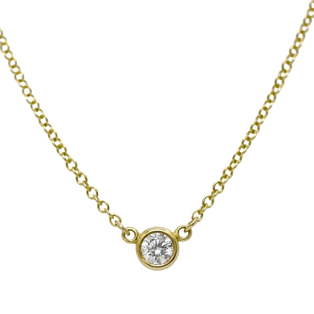 ティファニー バイザヤード ネックレス f-24530 イエローゴールド エルサペレッティ 美品 一粒 ダイヤ AU 750 K18 ダイヤモンド 中古 TIFFANY&Co. 宝石 ジュエリー 金 貴金属 天然ダイヤ 金色 YG レディース 定番 人気 アクセサリー ブランド 本物 鑑定済み