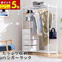 【ポイント5倍★4/20 0:00～23:59】ハンガーラック 洋服 収納 ラック ワードローブ クローゼット 引き出し 大容量 幅120 チェスト 白 黒 キャスター付 収納ラック おしゃれ ブラック ホワイト 省スペース 新生活 パイプハンガー コートハンガー 衣装ケース〔B〕