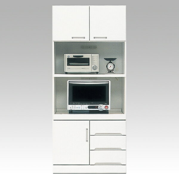 えっ!?【ポイント増量&お得クーポン】 食器棚 レンジ台 ハイレンジボード80cm幅 「クリスタル3」 国産開梱設置 送料無料