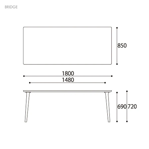 AMLYS アムリス BRIDGE ブリッジ 国産 ダイニング テーブル幅180 190 200 210 220cm 奥行85cm NA ホワイトオーク 北欧 デンマーク デザイン オイル塗装 ナチュラル開梱設置