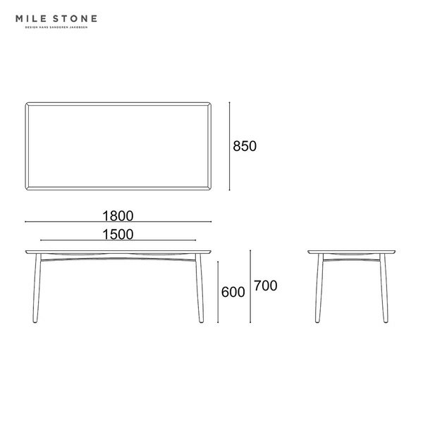 AMLYS アムリス MILE STONE ダイニングテーブル 国産幅180cm NA ナチュラル ホワイトアッシュ 北欧 デンマーク デザイン開梱設置