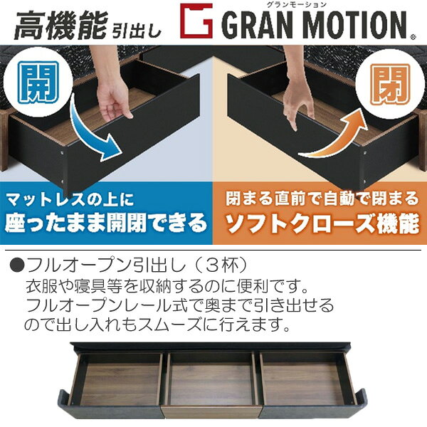 設置サービス付きグランツ ベッドフレーム シングル 引出し 収納付きセラミック柄 石目調 布床板 ホワイト ブラックヘッドレス「ビューラ」 ※マットレス別売り [2]