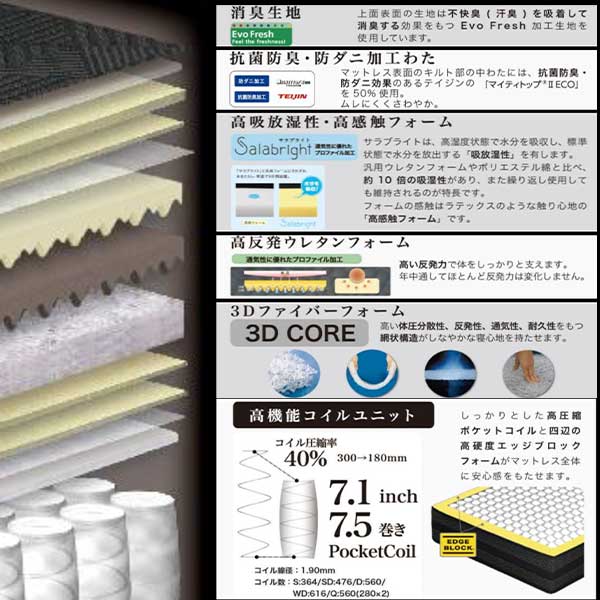 えっ!?【SSポイント増量&お得クーポン】 マットレス ダブル Dサイズ 国産 玄関渡し ウレタンフォーム 防ダニ 防臭わた 抗菌 ブラック 黒 厚み38cm グランツ 「グランレボ・ロイヤル」