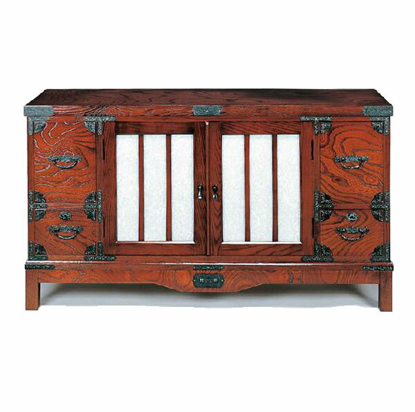 えっ!?【ポイント増量&お得クーポン】 受注生産 民芸家具 和 和風 飾棚135cm幅 「筑後民芸 135石庭」国..