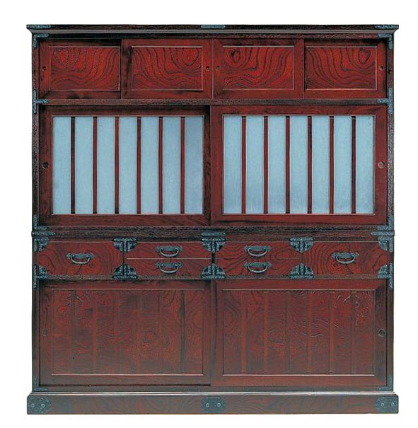 えっ!?【ポイント増量&お得クーポン】 受注生産 民芸家具 和 水屋箪笥食器棚 170cm幅 「筑後民芸 168水..