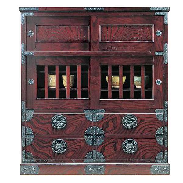 えっ!?【ポイント増量&お得クーポン】 受注生産 民芸家具 和 和風 茶棚85cm幅 「筑後民芸 84茶箪笥-2型..