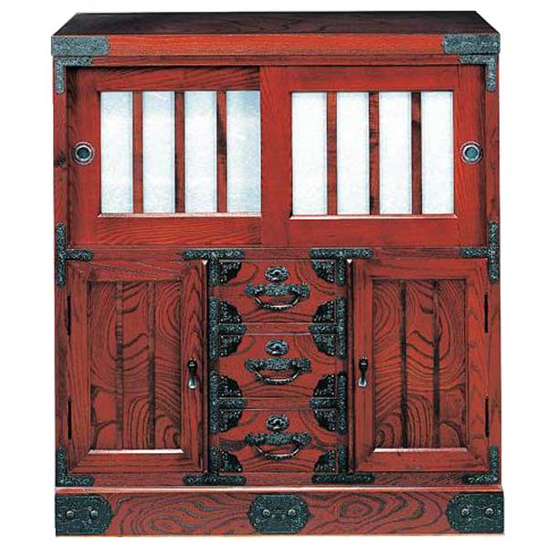 えっ!?【ポイント増量&お得クーポン】 受注生産 民芸家具 和 和風 飾棚85cm幅 「筑後民芸 やわらぎ」国..